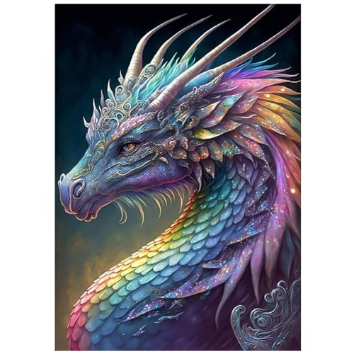 Bunter Drache Diamant Painting, 30x40cm Diamond Painting Erwachsene Drache Diamant Painting Bilder Cartoon 5D Diamond Painting DIY Arts Craft Diamant Painting Kits für Geschenk und Heimdekor Wanddekor von KreEzi