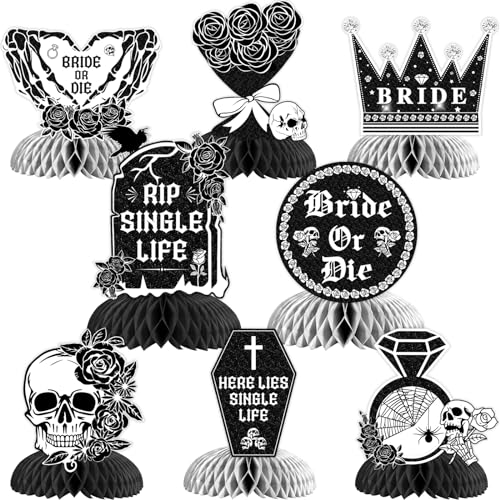 Bride or Die Bachelorette Gothic Bachelorette Honeycomb Tafelaufsätze Partydekorationen Gothic Bachelorette Tischdekorationen Rip Single Life Gothic Hochzeit Bachelorette Partyzubehör von Kreatwow