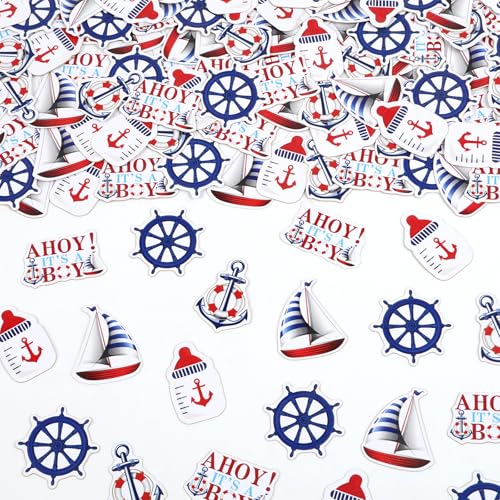 Kreatwow 200pcs Nautische Baby Shower Konfetti Nautische Baby Shower Dekorationen für Junge Ahoy Its A Boy Anchor Baby Shower Dekorationen Nautische Tischdekoration Seemann Thema Baby Shower von Kreatwow