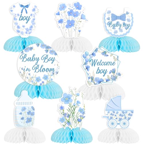 Kreatwow Baby Boy In Bloom Baby Shower Decorations 8pcs Baby In Bloom Honeycomb Centerpieces Boho Flower Gender Reveal Decor Blue Flower Baby Shower Table Decorations Floral Spring Baby Shower von Kreatwow