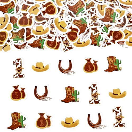 Kreatwow Cowboy 1st Birthday Decoration Brown Cowboy Birthday Confetti Cowboy 1st Table Decor Western Cowboy Birthday Party Wild West Party Decor My First Rodeo Birthday Supply for Boy's 1st Birthday von Kreatwow