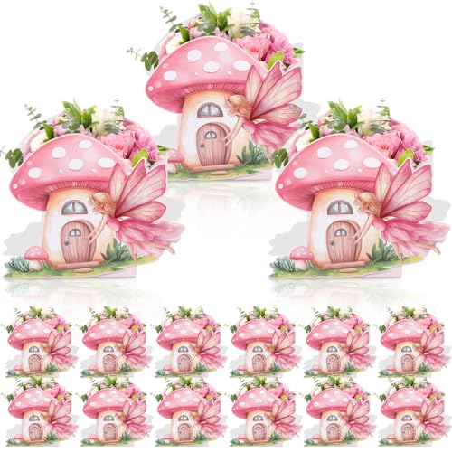 Kreatwow Fairy Mushroom Party Favors 12pcs Fairy Flower Centerpiece Boxen Fairy Party Decor Fairy Mushroom Table Decoration Floral Fairy Party Decor Fairy Mushroom Party Decorations for Birthday von Kreatwow