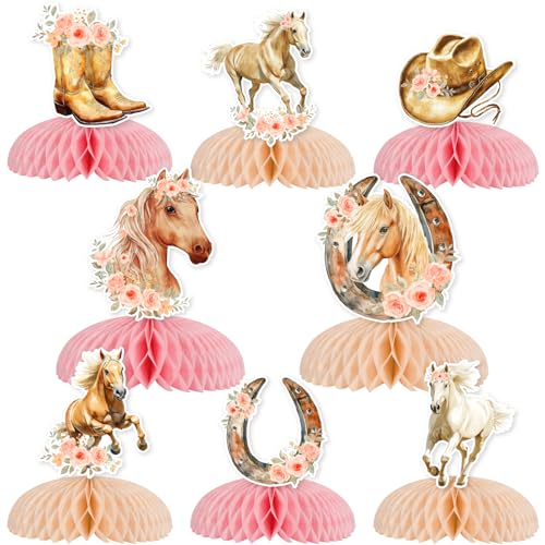 Kreatwow Horse Birthday Party Decorations Horse Honeycomb Centerpieces Horse Racing Girl Birthday Table Decorations Western Horse Western Cowgirl Birthday Horse-Themed Baby Shower Party Supplies von Kreatwow