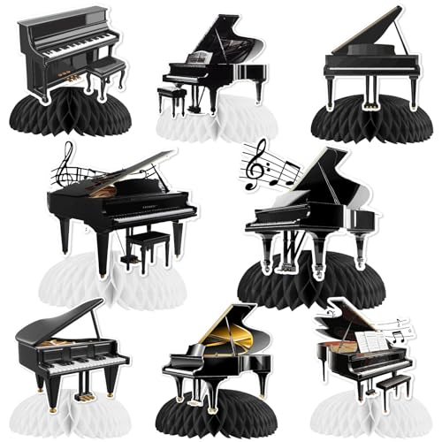 Kreatwow Musik Klavier Party Dekorationen 8pcs Musik Klavier Waben Centerpieces Klavier Geburtstag Dekorationen Musik Thematische Tischdekorationen Party Supply Musik Note Party Musikalische von Kreatwow