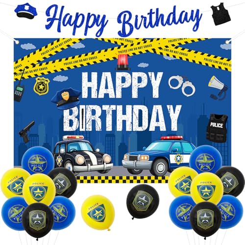 Kreatwow Polizei Geburtstag Deko Polizei Hintergrund Police Birthday Banner Polizist Party Dekoration Polizeiauto Party Luftballons Police Theme Birthday Baby Jungen Kinder Geburtstag 3rd 4th 5th von Kreatwow