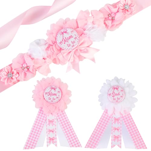 Kreatwow Rosa Schleife für Babypartys, Babypartys, Schleifen, werdende Mütter, Anstecknadel, Schärpe, Anstecknadel für rosa Schleife, Babyparty, Kokette, Geschlechtsoffenbarung, Dekore für von Kreatwow