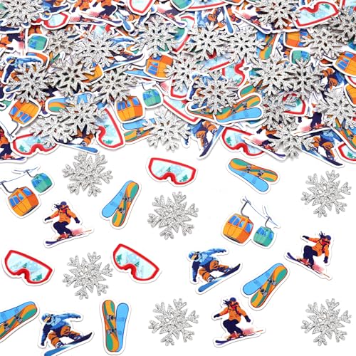 Kreatwow Skiing Birthday Party Decorations 200pcs Ski Party Konfetti Winter Ski Party Supplies Sport Skier Snowflake Glitter Scatter Paper Table Decor Winter Sports Party Supplies Ice Skating Party von Kreatwow