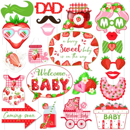 Kreatwow Strawberry Baby Shower Decorations Strawberry Photo Booth Props Berry Sweet Baby Shower Decorations A Berry Sweet Baby is On The Way Decor Summer Fruits Party Decor for Welcome Baby Party von Kreatwow