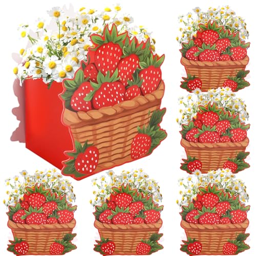 Kreatwow Strawberry Party Favors 6pcs Strawberry Flower Centerpiece Boxen Strawberry Party Favors Strawberry Party Tischdekorationen Sweet Strawberry Party Tischdekorationen Geburtstag Baby Shower von Kreatwow