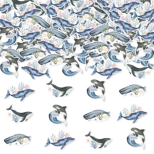 Kreatwow Whale Theme Birthday Party Decorations 200PCS Whale Table Confetti Sea Theme Table Decor Sea Creature Table Decor Ocean Animals Paper Scatters for Boy Under The Sea Birthday Baby Shower von Kreatwow