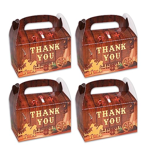 Western Cowboy Baby Dusche Dekoration 12pcs Little Cowboy Party Favor Boxen Western Thema Danke Süßigkeiten Goodie Treat Papier Boxen von Kreatwow