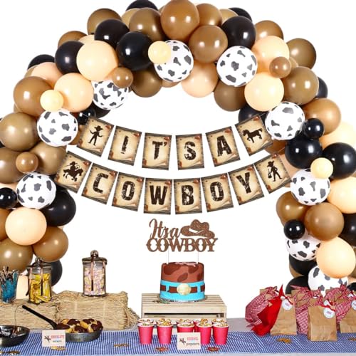 Western-Cowboy-Babyparty-Dekoration für Jungen, braune Ballongirlande mit Western-Thema, „It's a Cowboy Baby Shower“, Dekorationsbanner, Kuchendekoration, Western-Little-Cowboy-Babyparty von Kreatwow