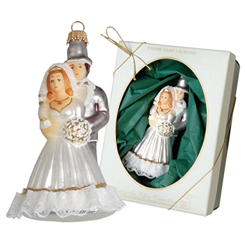 Krebs Glas Lauscha Brautpaar, Hochzeit, 11cm, handdekoriert von Krebs Glas Lauscha