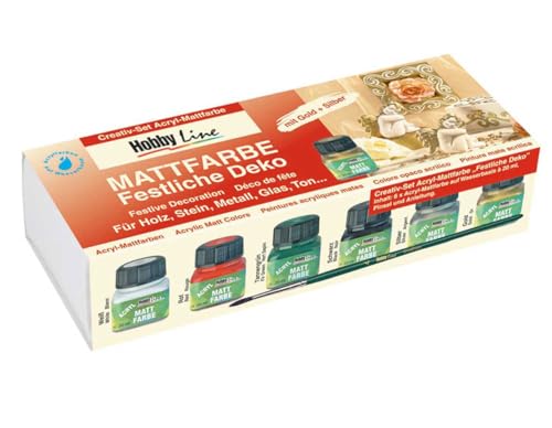 Hobby Line 75650 - Acryl- Mattfarben Set Festliche Deko 6 x 20 ml von Kreul