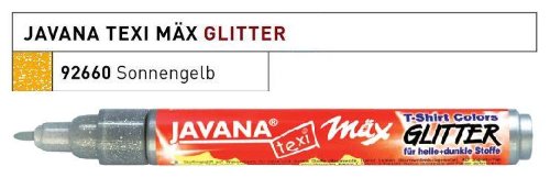 KREUL 92660 - Javana Texi Mäx Glitter, sonnengelb, mit Rundspitze ca. 2 - 4 mm, Stoffmalstift für helle und dunkle Stoffe, mit Glitzereffekt, waschecht nach Fixierung von Kreul