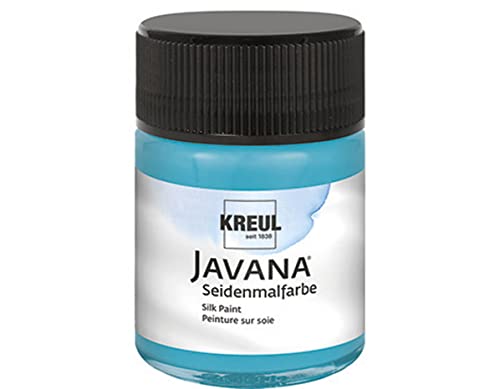 KREUL 8113 - Javana Seidenmalfarbe im 50 ml Glas, türkis, hochpigmentierte und brillante Farbe auf Wasserbasis, mit fließend flüssigem Charakter, dringt tief in die Fasern ein von Kreul