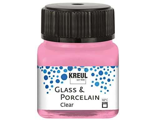 KREUL 16294 - Glass & Porcelain Clear rosa, im 20 ml Glas, transparente Glas- und Porzellanmalfarbe auf Wasserbasis, schnelltrocknend, glasklar von Kreul