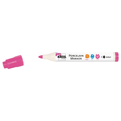 KREUL 16309 - Porcelain Marker medium Pink - Für Kinder entwickelter Porzellanmalstift, ohne Schütteln und Pumpen sofort los malen von Kreul