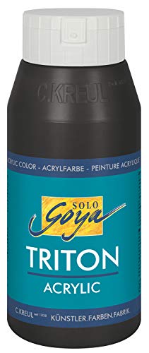 KREUL 17009 - Solo Goya Triton Acrylfarbe schwarz, 750 ml Flasche, schnell und matt trocknend, Farbe auf Wasserbasis, in Studioqualität, vielseitig einsetzbar, gut deckend und ergiebig von Kreul