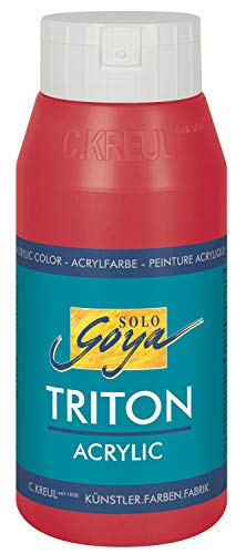 KREUL 17024 - Solo Goya Triton Acrylfarbe karmin, 750 ml Flasche, schnell und matt trocknend, Farbe auf Wasserbasis, in Studioqualität, vielseitig einsetzbar, gut deckend und ergiebig von Kreul