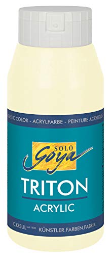 KREUL 17034 - Solo Goya Triton Acrylfarbe elfenbein, 750 ml Flasche, schnell und matt trocknend, Farbe auf Wasserbasis, in Studioqualität, vielseitig einsetzbar, gut deckend und ergiebig von Kreul