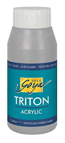 KREUL 17047 - Solo Goya Triton Acrylfarbe neutralgrau, 750 ml Flasche, schnell und matt trocknend, Farbe auf Wasserbasis, in Studioqualität, vielseitig einsetzbar, gut deckend und ergiebig von Kreul