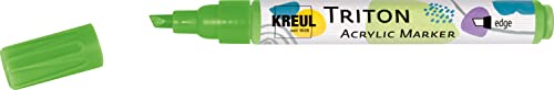 KREUL 17864 - Triton Acrylic Marker edge, fluoreszierendes Grün, Keilspitze, Strichstärke circa 1 bis 4 mm, auf Wasserbasis, Acrylmarker zur Gestaltung von Papier, Holz, Stein und vielem mehr von Kreul