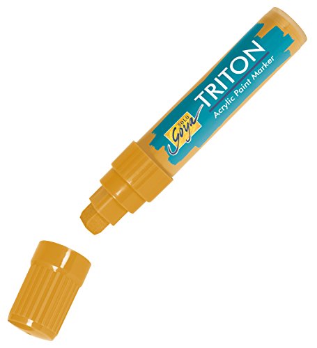 KREUL 17904 - Solo Goya Triton Acrylic Paint Marker, brillantocker hell, Künstlerstift mit Acrylfarbe auf Wasserbasis, matt auftrocknend, formstabile Keilspitze ca. 15 mm für große Flächen von Kreul