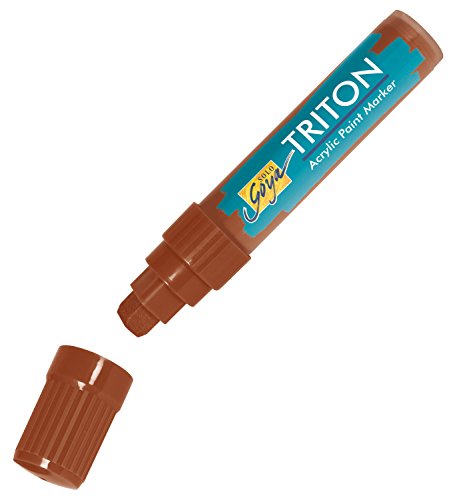 KREUL 17912 - Solo Goya Triton Acrylic Paint Marker, oxydbraun dunkel, Künstlerstift mit Acrylfarbe auf Wasserbasis, matt auftrocknend, formstabile Keilspitze ca. 15 mm für große Flächen von Kreul