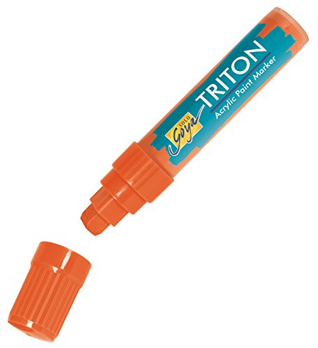 KREUL 17918 - Solo Goya Triton Acrylic Paint Marker, zinnoberrot, Künstlerstift mit Acrylfarbe auf Wasserbasis, matt auftrocknend, formstabile Keilspitze ca. 15 mm für große Flächen von Kreul