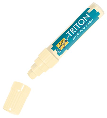 KREUL 17934 - Solo Goya Triton Acrylic Paint Marker, elfenbein, Künstlerstift mit Acrylfarbe auf Wasserbasis, matt auftrocknend, formstabile Keilspitze ca. 15 mm für große Flächen von Kreul