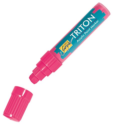 KREUL 17963 - Solo Goya Triton Acrylic Paint Marker, fluoreszierend pink, Künstlerstift mit Acrylfarbe auf Wasserbasis, matt auftrocknend, formstabile Keilspitze ca. 15 mm für große Flächen von Kreul