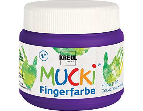 KREUL 23107 - Mucki leuchtkräftige Fingerfarbe, 150 ml in violett, auf Wasserbasis, parabenfrei, glutenfrei, laktosefrei und vegan, auswaschbar, vermalbar mit Pinsel, Schwamm, Spachtel und Fingern von Kreul