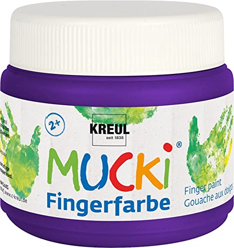 KREUL 23107 - Mucki leuchtkräftige Fingerfarbe, 150 ml in violett, auf Wasserbasis, parabenfrei, glutenfrei, laktosefrei und vegan, auswaschbar, vermalbar mit Pinsel, Schwamm, Spachtel und Fingern von Kreul