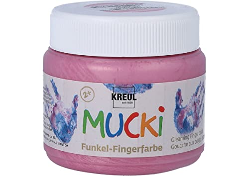 KREUL 23120 - Mucki schimmernde Funkel - Fingerfarbe, 150 ml in Feenstaub rosa, auf Wasserbasis, parabenfrei, glutenfrei, laktosefrei und vegan, auswaschbar, vermalbar mit Pinsel und Fingern von Kreul