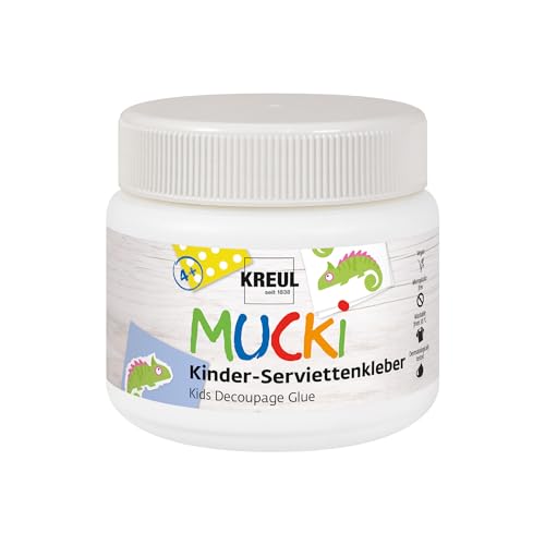 KREUL 24391 - MUCKI Kinder-Serviettenkleber 150 ml - Auswaschbarer Kinder-Spezialkleber für Serviettentechnik mit sensitiven Eigenschaften, Farblos von INNSPIRO