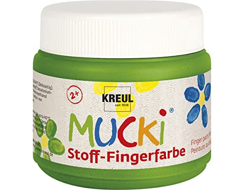 KREUL 28105 - Mucki leuchtkräftige Stoff - Fingerfarbe, 150 ml in grün, auf Wasserbasis, parabenfrei, glutenfrei, laktosefrei und vegan, optimal für die Anwendung mit Fingern und Händen von Kreul