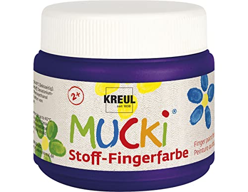 KREUL 28110 - Mucki leuchtkräftige Stoff - Fingerfarbe, 150 ml in violett, auf Wasserbasis, parabenfrei, glutenfrei, laktosefrei und vegan, optimal für die Anwendung mit Fingern und Händen von Kreul