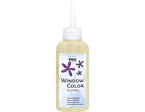 KREUL 42727 - Window Color glitzer gold 80 ml, glitzernde Fenstermalfarbe auf Wasserbasis, für glatte Oberflächen wie Glas, Spiegel und Fliesen von Kreul