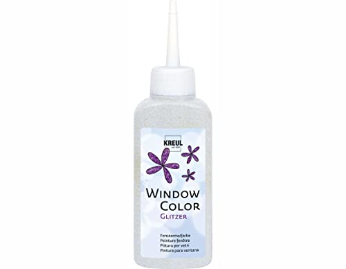 KREUL 42728 - Window Color glitzer silber 80 ml, glitzernde Fenstermalfarbe auf Wasserbasis, für glatte Oberflächen wie Glas, Spiegel und Fliesen von Kreul