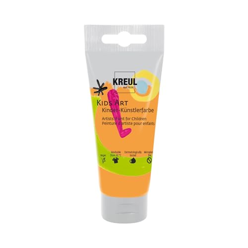 KREUL 43305 - Kids Art Kinder-Künstlerfarbe, Orange 75 ml Tube, Schulmalfarbe auf Wasserbasis, matte deckende Bastelfarbe für Leinwand, Papier und Karton, vegan von Kreul