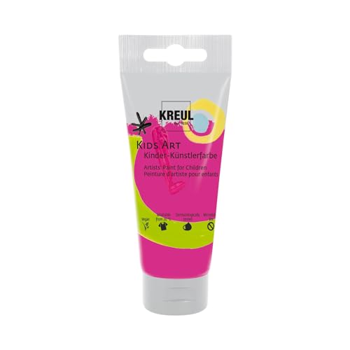 KREUL 43308 - Kids Art Kinder-Künstlerfarbe, Magenta 75 ml Tube, Schulmalfarbe auf Wasserbasis, matte deckende Bastelfarbe für Leinwand, Papier und Karton, vegan von Kreul