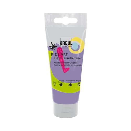 KREUL 43309 - Kids Art Kinder-Künstlerfarbe, Violett 75 ml Tube, Schulmalfarbe auf Wasserbasis, matte deckende Bastelfarbe für Leinwand, Papier und Karton, vegan von Kreul