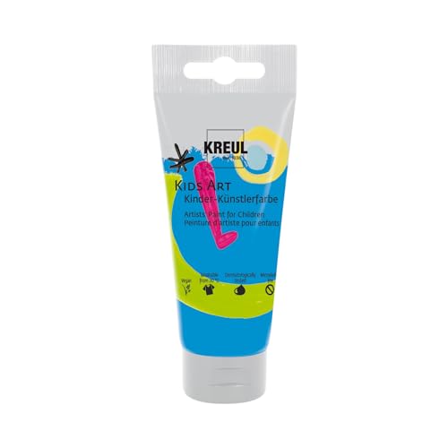 KREUL 43310 - Kids Art Kinder-Künstlerfarbe, Primärblau 75 ml Tube, Schulmalfarbe auf Wasserbasis, matte deckende Bastelfarbe für Leinwand, Papier und Karton, vegan von Kreul