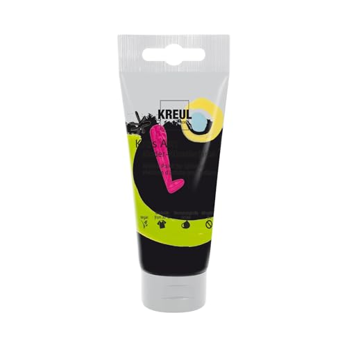 KREUL 43316 - Kids Art Kinder-Künstlerfarbe, Schwarz 75 ml Tube, Schulmalfarbe auf Wasserbasis, matte deckende Bastelfarbe für Leinwand, Papier und Karton, vegan von Kreul