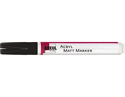 KREUL 46239 - Acryl Matt Marker Medium, mit Rundspitze ca. 2 - 4 mm, schwarz, matte, permanente Acrylfarbe auf Wasserbasis, für filigrane Akzente von Kreul