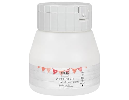 KREUL 49152 - Art Potch Lack und Leim transparent glänzend, 250 ml, Serviettentechnik- und Dekokleber auf Wasserbasis, für Holz, Keramik, Stein und Karton von Kreul