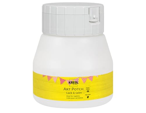 KREUL 49252 - Art Potch Lack und Leim, transparent, 250 ml, Serviettentechnik- und Dekokleber auf Wasserbasis, für Holz, Keramik, Stein und Karton von Kreul