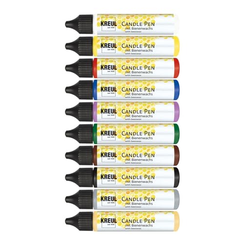 KREUL 49798 - Candle Pen 10er Set - 10 x 29 ml, feine Malspitze, Farbe mit Bienenwachs zum Verzieren und Bemalen von Kerzen KREUL 49798 - Candle Pen 10er Set - 10 x 29 ml, feine Malspitze, Farbe mit Bienenwachs zum Verzieren und Bemalen von Kerzen von Kreul