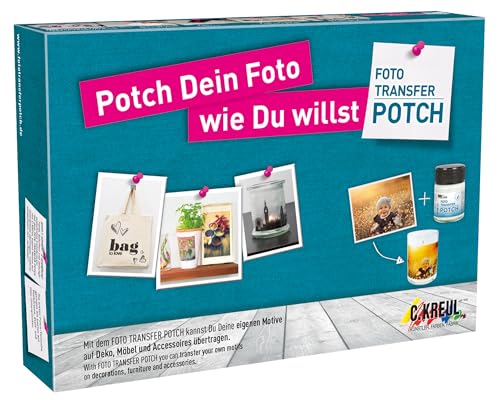 KREUL 49980 - Foto Transfer Potch Set, mit Potch, Überzugslack, Pinsel und Rakel, zum Übertragen von Ausdrucken, Zeitungsausschnitten und Zeitschriftenbildern auf verschiedene Untergründe von Kreul